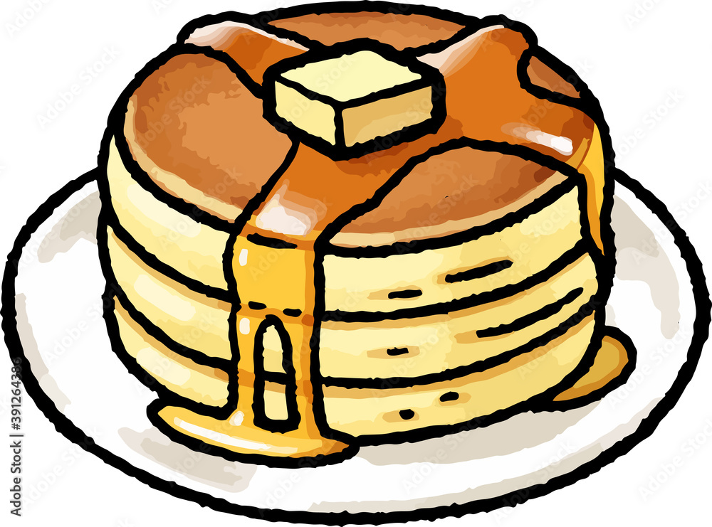 食べ物イラスト素材 ホットケーキの手描きベクターイラスト Stock Vector Adobe Stock