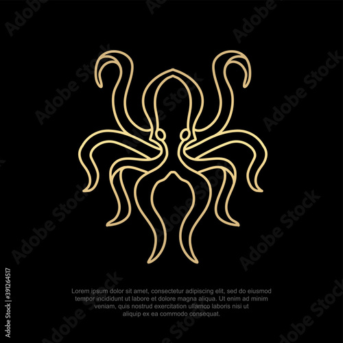 Animal luxury logo octopus head, line art, simple and modern icons, editable design templates