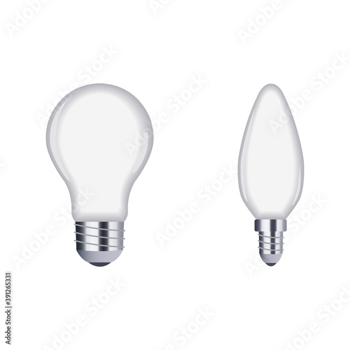 Vector illustration of two lights bulbs in realistic style