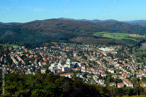 Austria, industrial city Berndorf in Triesting Valley, Lower Austria - with Margareten church and former workers settlement buildings
