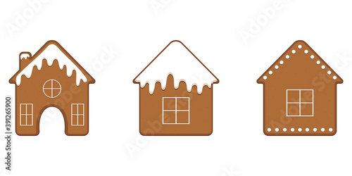 Christmas gingerbread cookies houses. Vector illustration