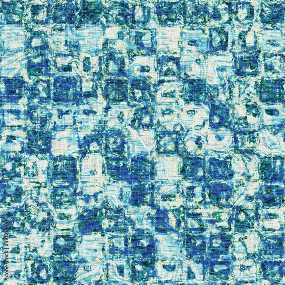 Nautical teal blue geometric on  white texture background. Summer coastal living style home decor tile . Modern turqouise ocean beach stylish textile seamless pattern.
