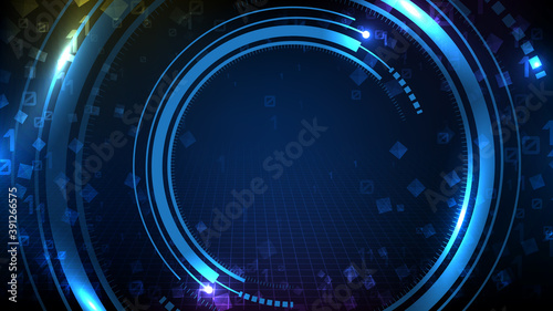 abstract background of blue futuristic technology round hud ui display