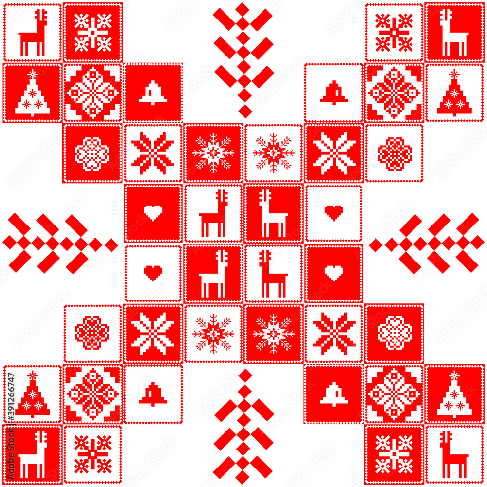 Red and white Christmas elements