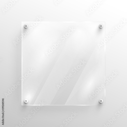 Glass plate, vector template, banner