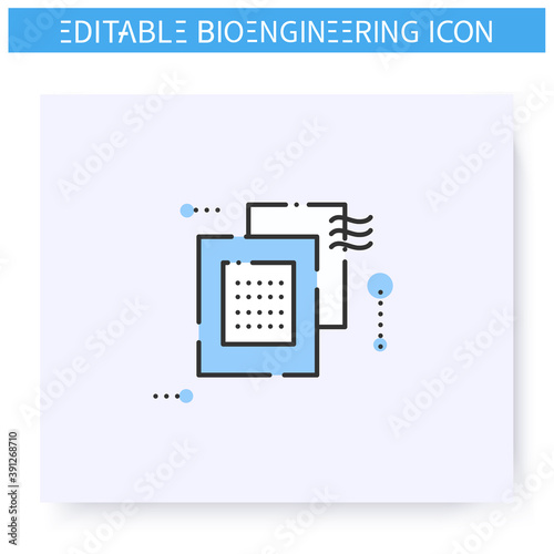 Transdermal patches line icon. Non invasive treatment.Contraceptive patch. Biomedical engineering, nanotechnology and medical science innovations concept. Isolated vector illustration.Editable stroke 