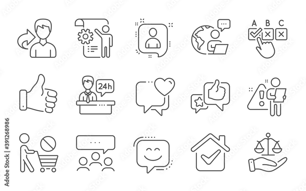 Like, Justice scales and Settings blueprint line icons set. Stop shopping, Correct checkbox and Heart signs. Share, Like hand and Smile face symbols. Line icons set. Vector Like, Justice scales and Settings blueprint line icons set. Stop shopping, Correct checkbox and Heart signs. Share, Like hand and Smile face symbols. Line icons set. Vector