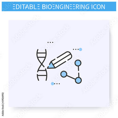 Prime dna editing line icon. Genome, dna modification. Genetic engineering.Biomedical engineering, nanotechnology and medical science innovations concept. Isolated vector illustration.Editable stroke 