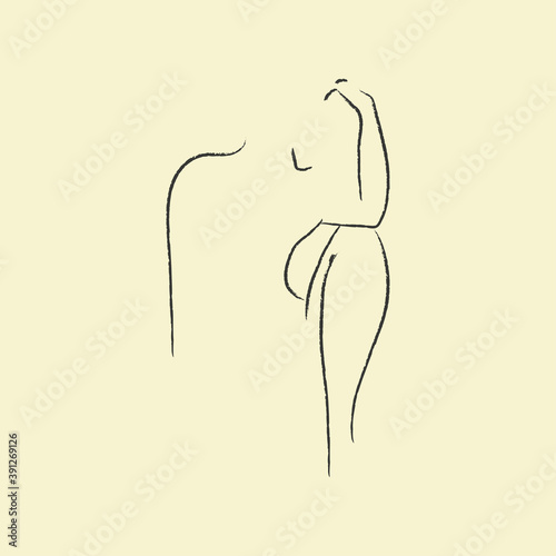 woman silhouette line poster space decoration feminine energy symbol of femininity feminist art