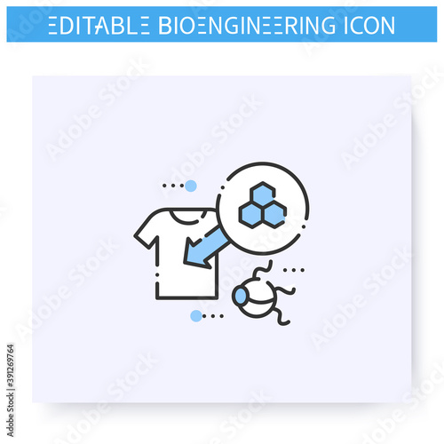 Nano clothing line icon.Smart fabric and textile.Wearable technology.Smart clothing.Bioengineering, nanotechnology and medical science innovations concept.Isolated vector illustration.Editable stroke 
