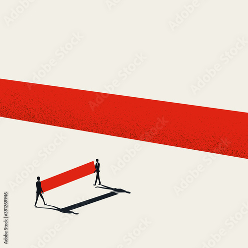 Business teamwork and team building concept vector template. Building bridge over gap. Success and growth symbol.