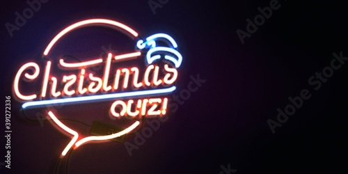 Vector realistic isolated neon sign of Christmas Quiz logo for template decoration and invitation covering. Concept of Merry Christmas and Happy New Year.