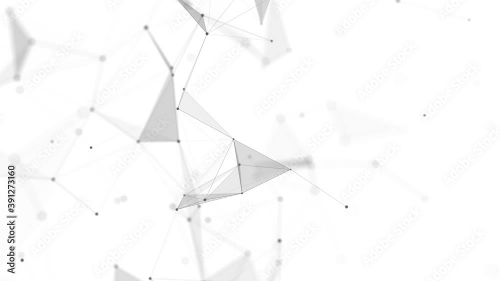 Abstract polygonal space with dots and lines motion. Data technology and scientific illustration. 3d. Seamless loop. 4K