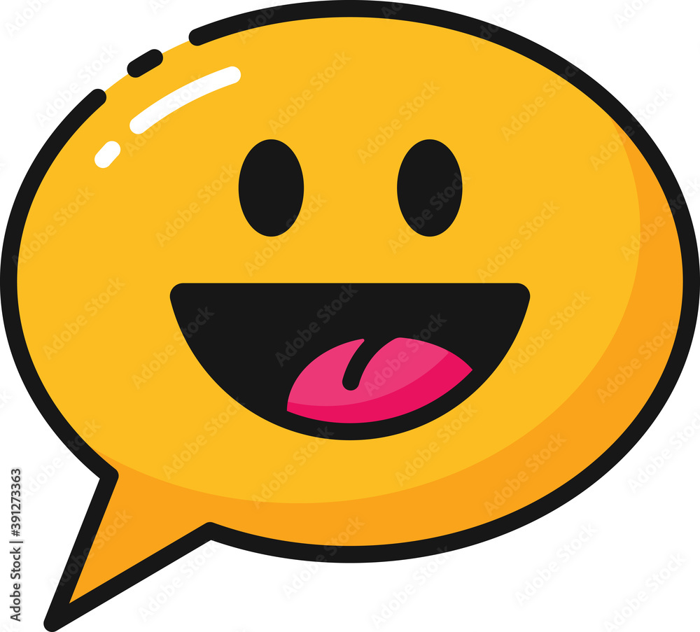 Fototapeta premium Comment With Smiling Emoji Filled Outline Icon