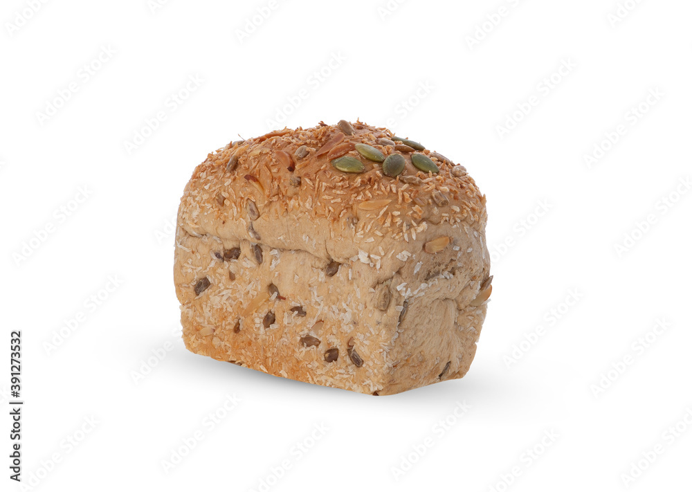 Whole grain bread on white background. Whole grain bread on white background.
