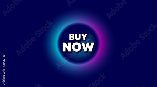 Buy Now. Abstract neon background with dotwork shape. Special offer price sign. Advertising Discounts symbol. Offer neon banner. Buy now badge. Space background with abstract planet. Vector