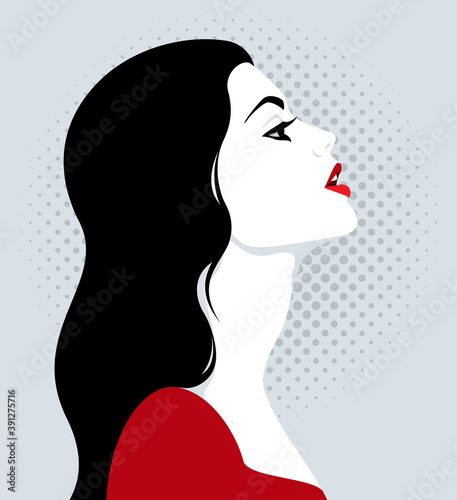 Beautiful desirous woman, profile