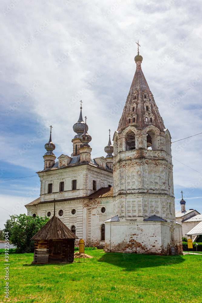 Sightseeing in the city of the golden ring of Russia - Suzdal. Historical architecture and building elements. Tourism.