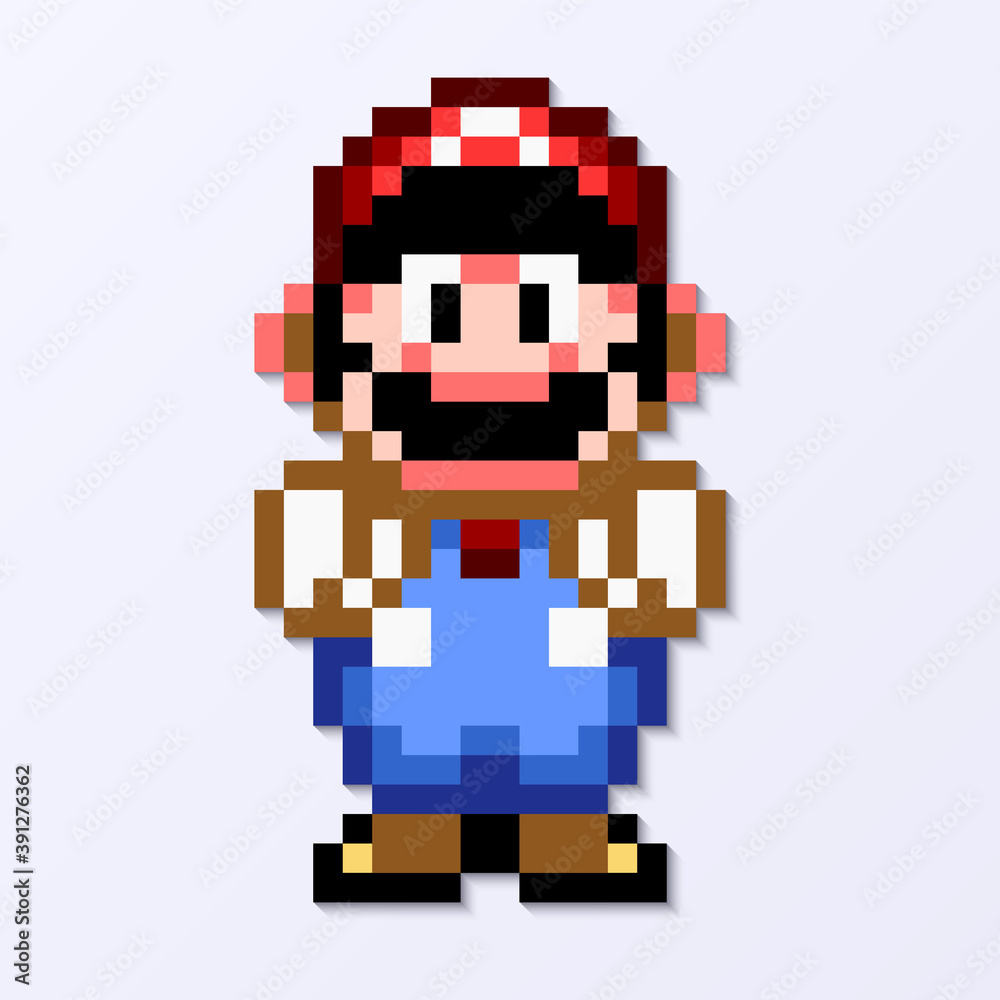 TASHKENT, UZBEKISTAN - NOVEMBER 9, 2020: Super Mario World pixelated retro  video game. Mario character. Pixel art vector illustration. Old school of  games Stock-Vektorgrafik | Adobe Stock