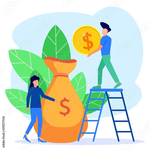 Illustration vector graphic cartoon character of business growth