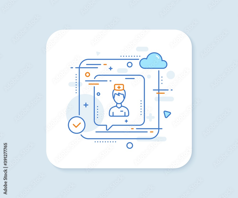 Doctor line icon. Abstract vector button. Medicine drugs sign. Pharmacy medication symbol. Doctor line icon. Speech bubble concept. Vector Doctor line icon. Abstract vector button. Medicine drugs sign. Pharmacy medication symbol. Doctor line icon. Speech bubble concept. Vector