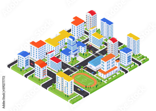 Urban landscape - modern vector colorful isometric illustration © Boyko.Pictures