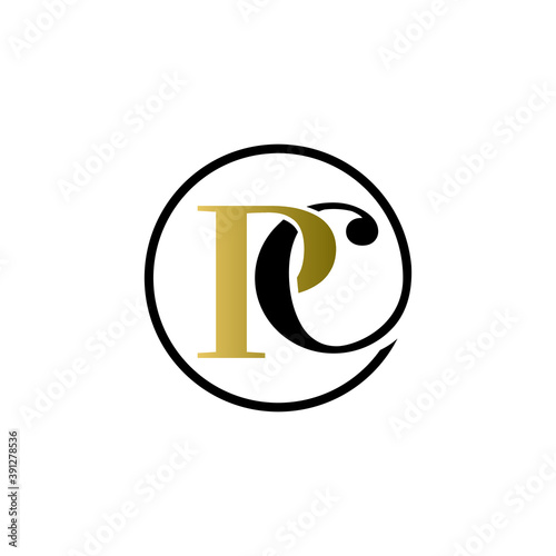 pc luxury logo design vector icon symbol circle