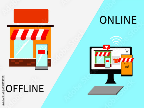 Difference between physical store and online commerce