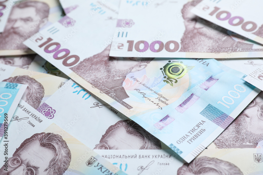 Closeup view of Ukrainian money as background. National currency Closeup view of Ukrainian money as background. National currency