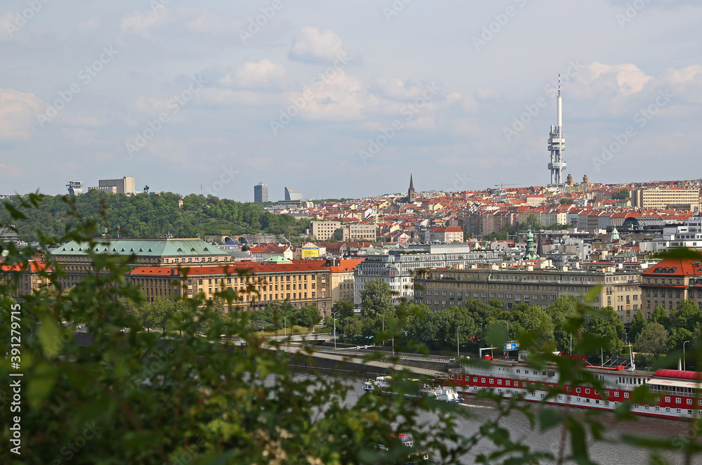 Prague. View of the Zizkov area from Letna Park.