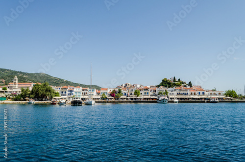 Evia island, Greece - June 28. 2020: Panorama of the tourist island of Skiathos in Greece  © caocao191