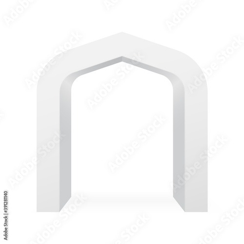 White archway or gate on white background, Realistic 3d arch element