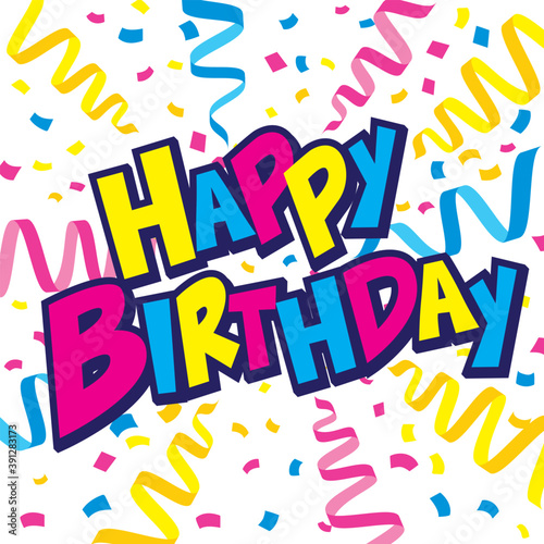 コミック風の誕生日おめでとうタイトルの吹き出し素材