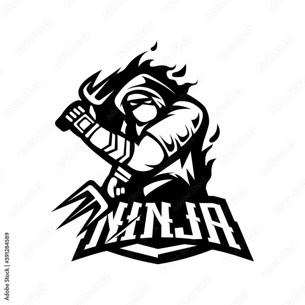 Ninja logo white and black version Ninja logo white and black version
