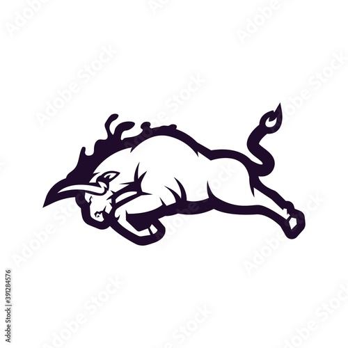 Black and white vector Bull. Used for logos and other graphic design