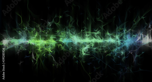 abstract glowing green line - digital illustration background