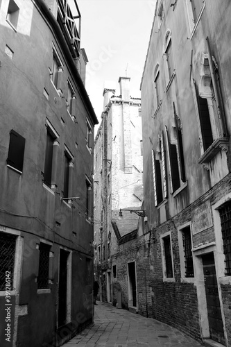 Venice  Italy  December 28  2018 evocative image of the narrow calle of Venice 