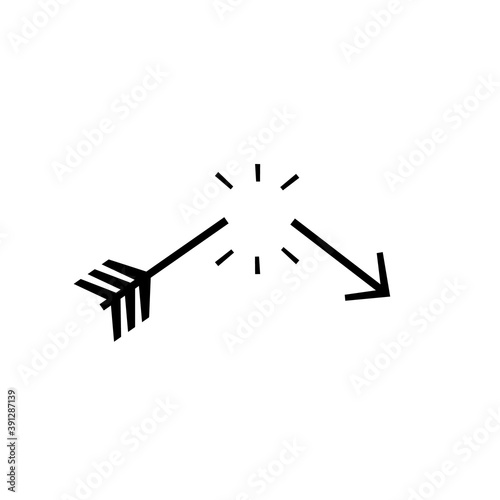 Tribal arrow broken icon. Clipart image isolated on white background.
