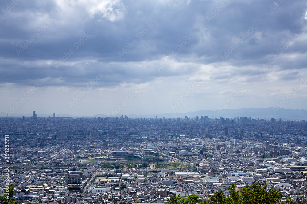 生駒山系からの大阪の眺望