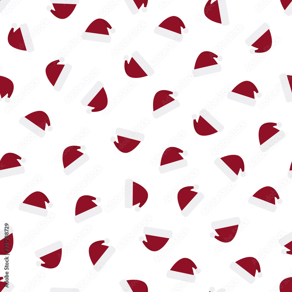 Vector christmas seamless pattern - festive design. Bright repeatable background with santa claus hats. Trendy holiday print Vector christmas seamless pattern - festive design. Bright repeatable background with santa claus hats. Trendy holiday print