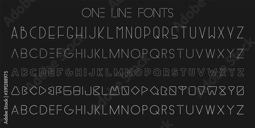 Set of vector modern minimalistic fonts. Trendy latin alphabets. Fashion simple letters. One line design typefaces