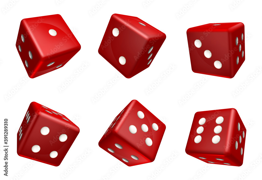 Realistic Detailed 3d Different Red Casino Dice Set. Vector Realistic Detailed 3d Different Red Casino Dice Set. Vector