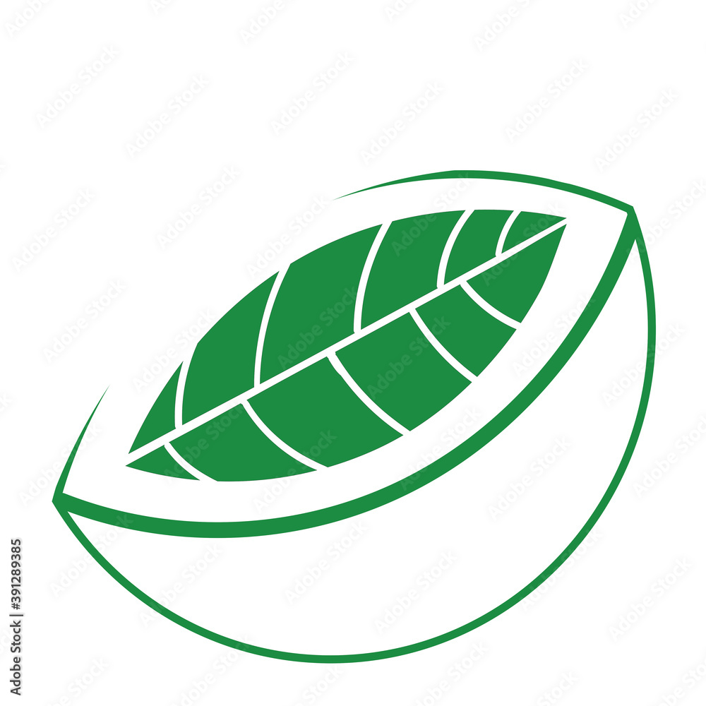 Green icon/logo template in eco-green style. The main element here is the leaf.