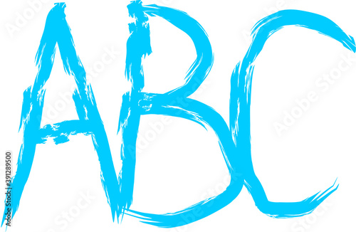 font of blue letters A, B, C on white background