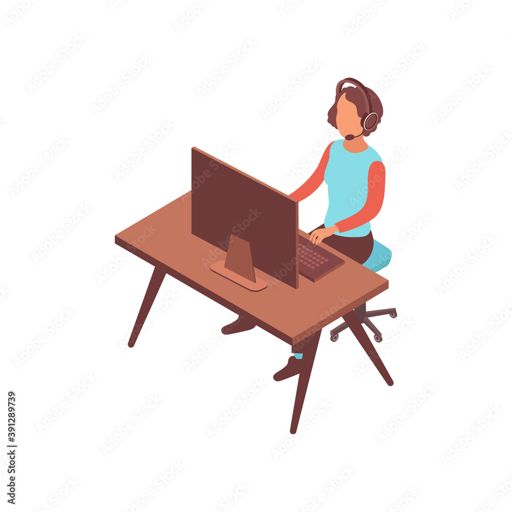 Fototapeta premium Isometric Gaming Blogger Composition