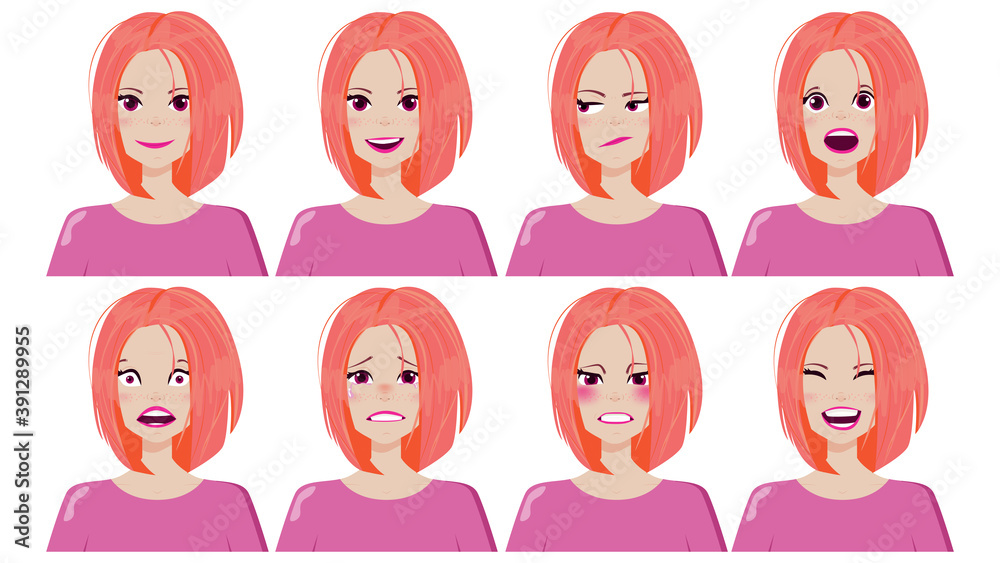 Cartoon Color Character Person and Womans Emotions Concept. Vector Cartoon Color Character Person and Womans Emotions Concept. Vector