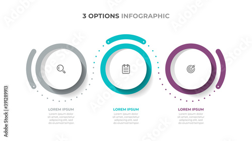 Colorful infographic elements. Timeline processes with marketing iocns and 3 options. Vector template.
 photo