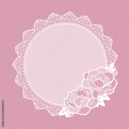 牡丹と桜のレースのフレーム素材_和風イラスト