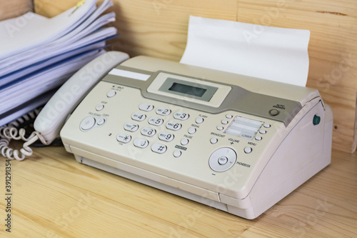 The fax machine for Sending documents in the office