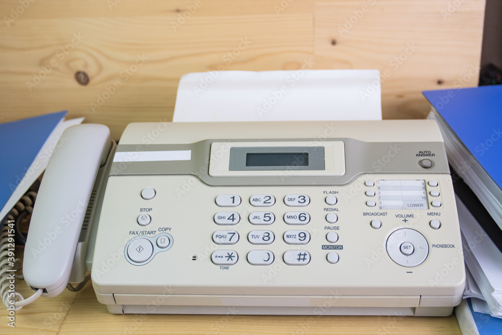 The fax machine for Sending documents in the office The fax machine for Sending documents in the office